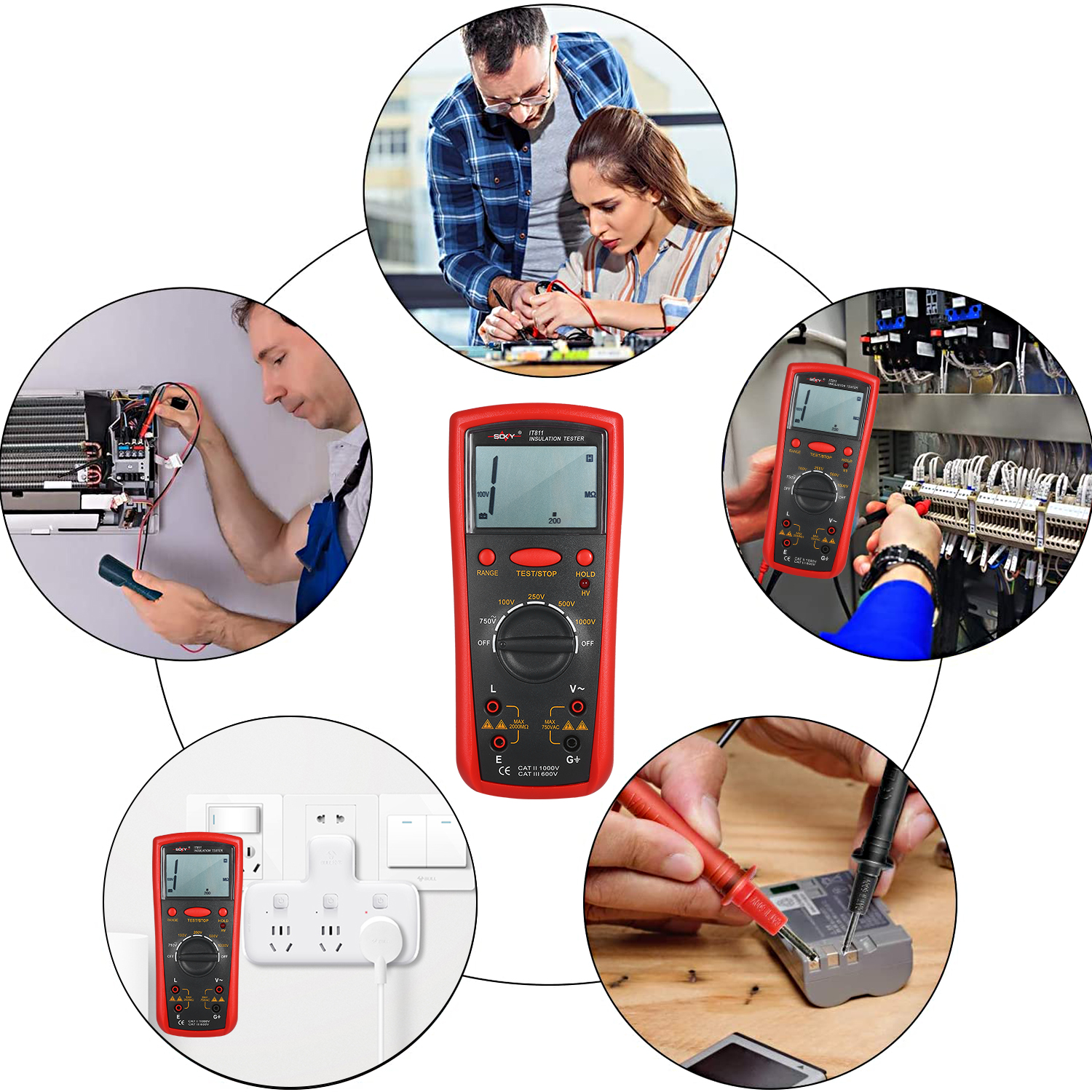 Insulation Resistance Meter Digital Megger Ohmmeter Insulation Tester 1MΩ-20GΩ Auto-Ranging High Accuracy Insulation Instrument