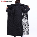 BOoDinerile Women's Jacket Female Thick Warm White Duck Down Coat Winter Elegant Office Lady's Print Slim X-Long Outwear YR159-2