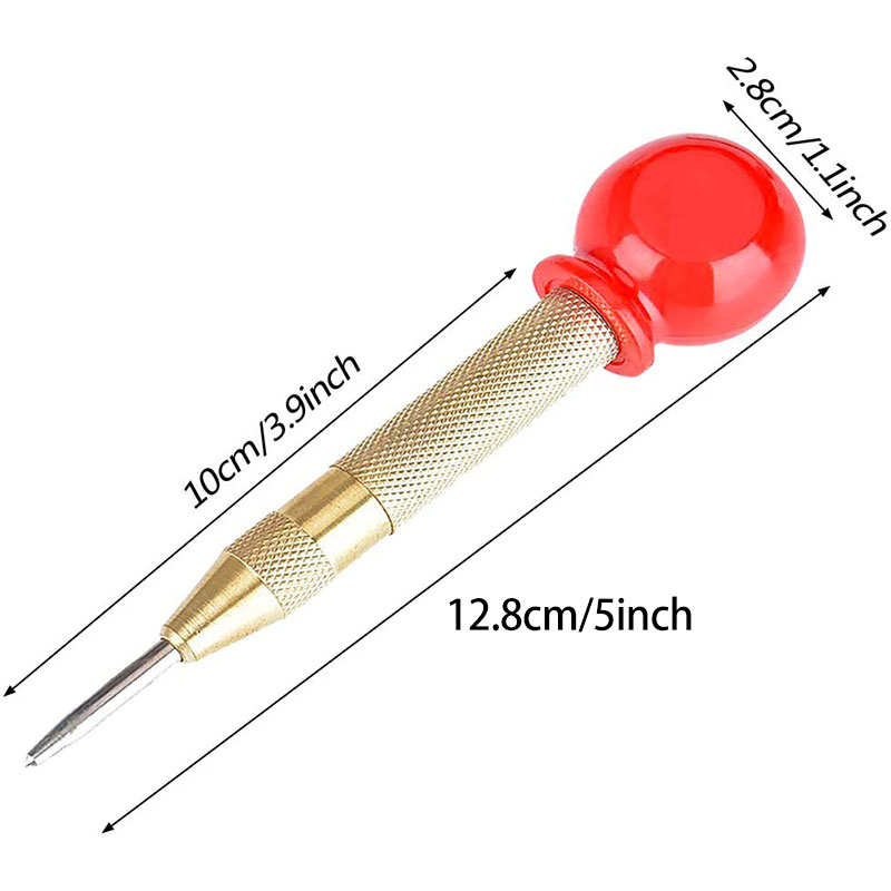 2 Pack Automatic Drill Center Punch Spring Loaded Crushing Hand Tool with Steel Center Hole Punch Marker Scriber