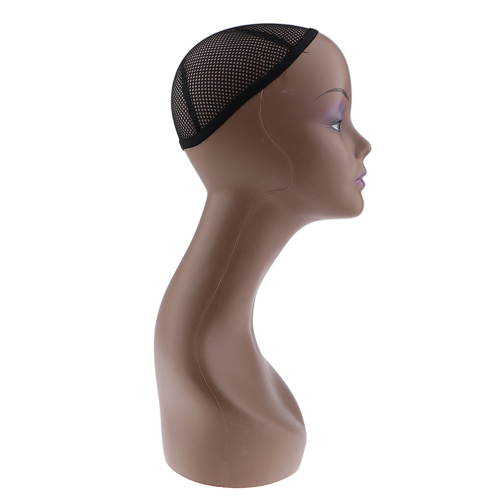 Female Mannequin Manikin Model Head Wig Cap Jewelry Hat Display Holder Stand Coffee Color Wig Stand Training Head