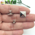 Meetee 100pcs 6-12mm Metal Square Rivet Buckles Bag Shoes Decor Button DIY Belt Leather Crafts Hardware Accessories BF068