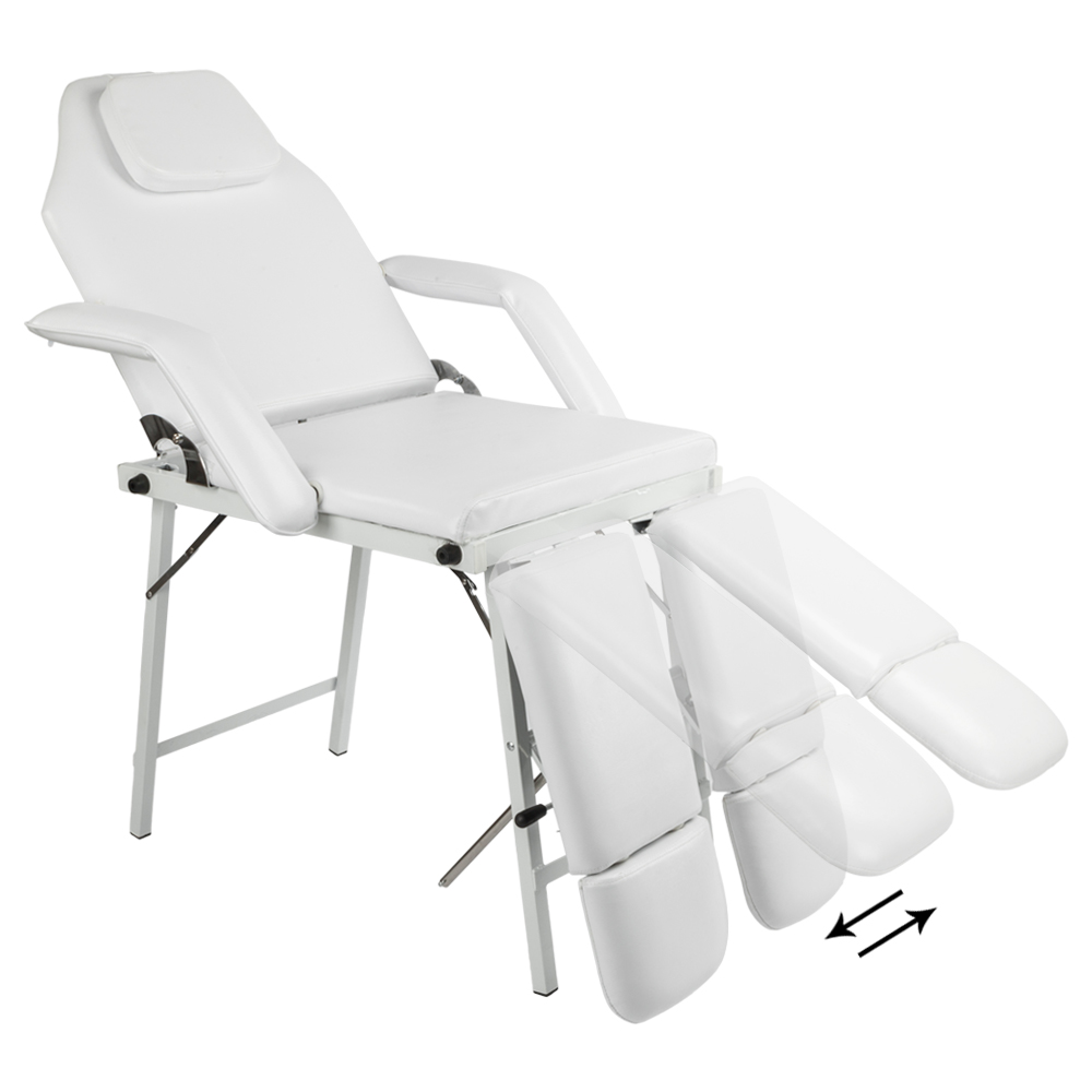 75" Adjustable Folding Beauty Bed Salon SPA Pedicure Massage Tattoo Therapy Bed Split Leg Chair Beauty Equipment White with Bag