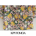 KPYTOMOA Women 2020 Fashion Floral Print Button-up Blouses Vintage Lapel Collar Short Sleeve Beach Female Shirts Chic Tops