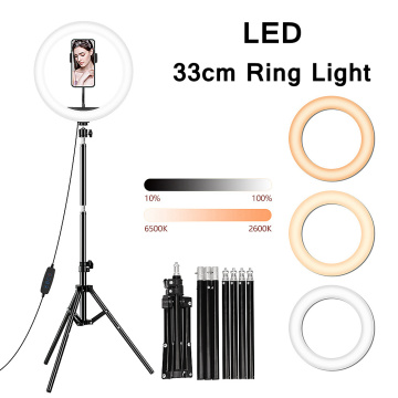 33cm LED Selfie Ring Light with Tripod Phone Stand Ringlight Profissional Photography Studio Ring Lamp for Youtube Video Lights