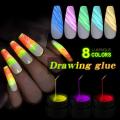 Blue ZOO 8ml Nail Polish Luminous Professional Paint Elastic Drawing Glue