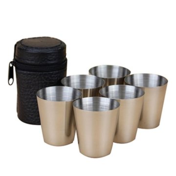 4/6Pcs/Set Travel Outdoor Practical Stainless Steel Cups Shots Set Glasses For Whisky Wine 30ml Portable Set