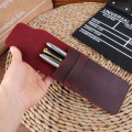 Handmade Genuine Leather Pencil Bag, Cowhide Fountain Pen Case Holder, Vintage Retro Style Accessories For Travel Journa