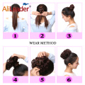Alileader Beauty Girls Curly Scrunchie Chignon Hair Bun Synthetic Wave Hair Elastic Ring Wrap For Hair Bun Ponytails 7 Colors