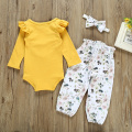 Newborn Baby Girl Clothes Autumn Winter Toddler Girl Clothing Rompers Cotton Bodysuit Flowers Pants headband Infant Outfits Set