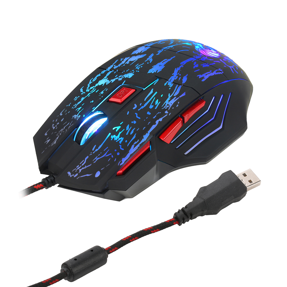 HXSJ J50 One-Handed Gaming Keyboard 35 Keys LED Backlight Wired Gaming Mouse with Breathing Light 7 Button Keyboard Mouse Combo
