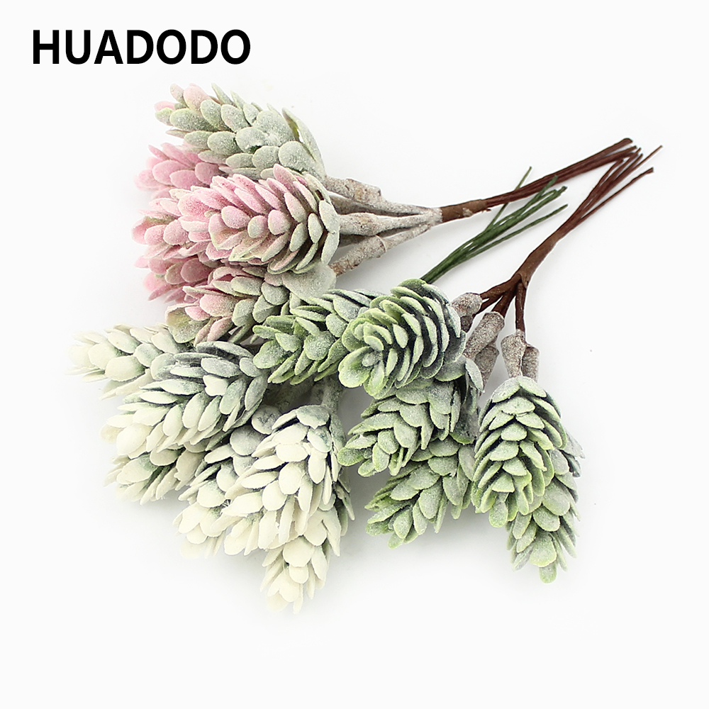 HUADODO 6pcs Mini Artificial Plant Artificial Flowers Pineapple Grass for Handmade DIY scrapbook Wreath Fake Plants Decoration