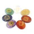 7 Chakra loose gemstones crystal stone natural aura treatment gem carving round oval symbol rolling polishing meditation crafts