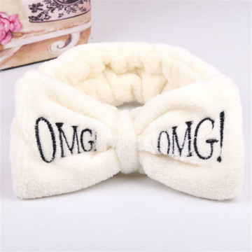 New Letter OMG Coral Fleece Wash Face Bow Headbands Women Girls Hair Holder Elastic Hairbands Face Care Tool Hair Accessories