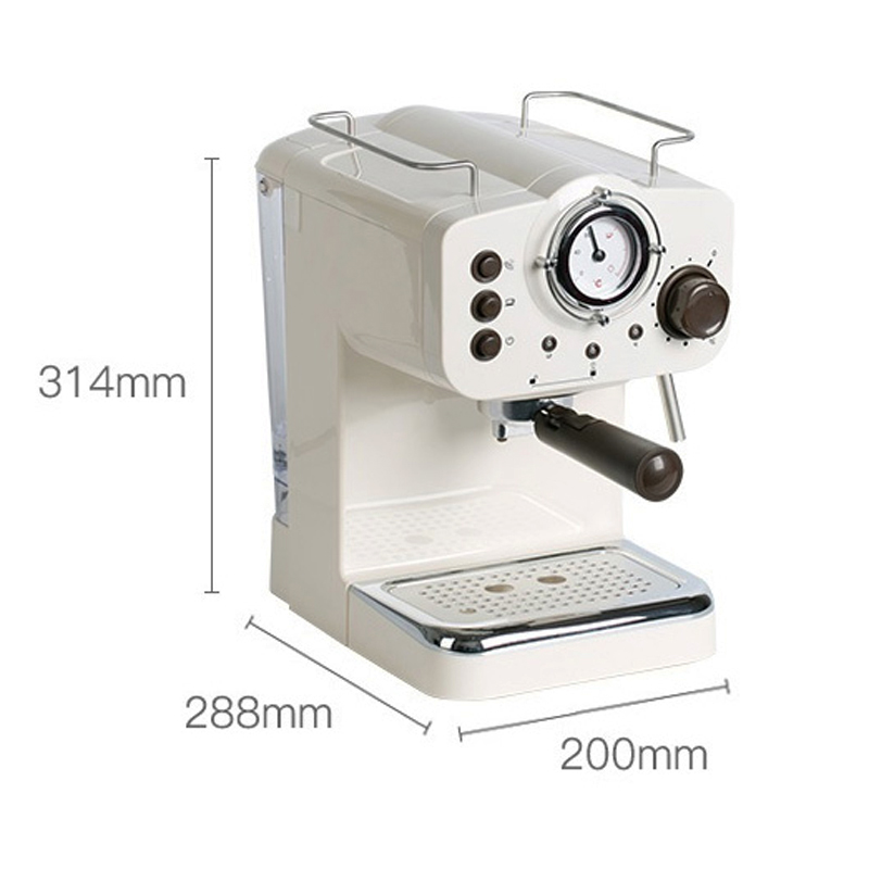220V Semi Aautomatic Espresso Machine 15Bar Coffee Maker Italian Double Temperature Control Steam Type Milk Foamer Retro White
