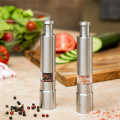 Manual Salt and Pepper Grinder Set Thumb Push Pepper Mill Stainless Steel Spice Sauce Grinders With Metal Holder Kitchen Tool