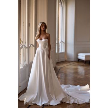 Refined A-line wedding gown crafted from lustrous satin