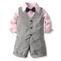 Kids Boy Formal Suits Party Birthday Clothes Set Gentleman Baby Boys Suit Tops Shirt Waistcoat Tie Pant 4PCS Set Clothes