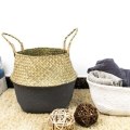 Foldable Storage Basket Creative Natural Seagrass Rattan Straw Wicker Folding Flower Pot Baskets Garden Planter Laundry Supplier