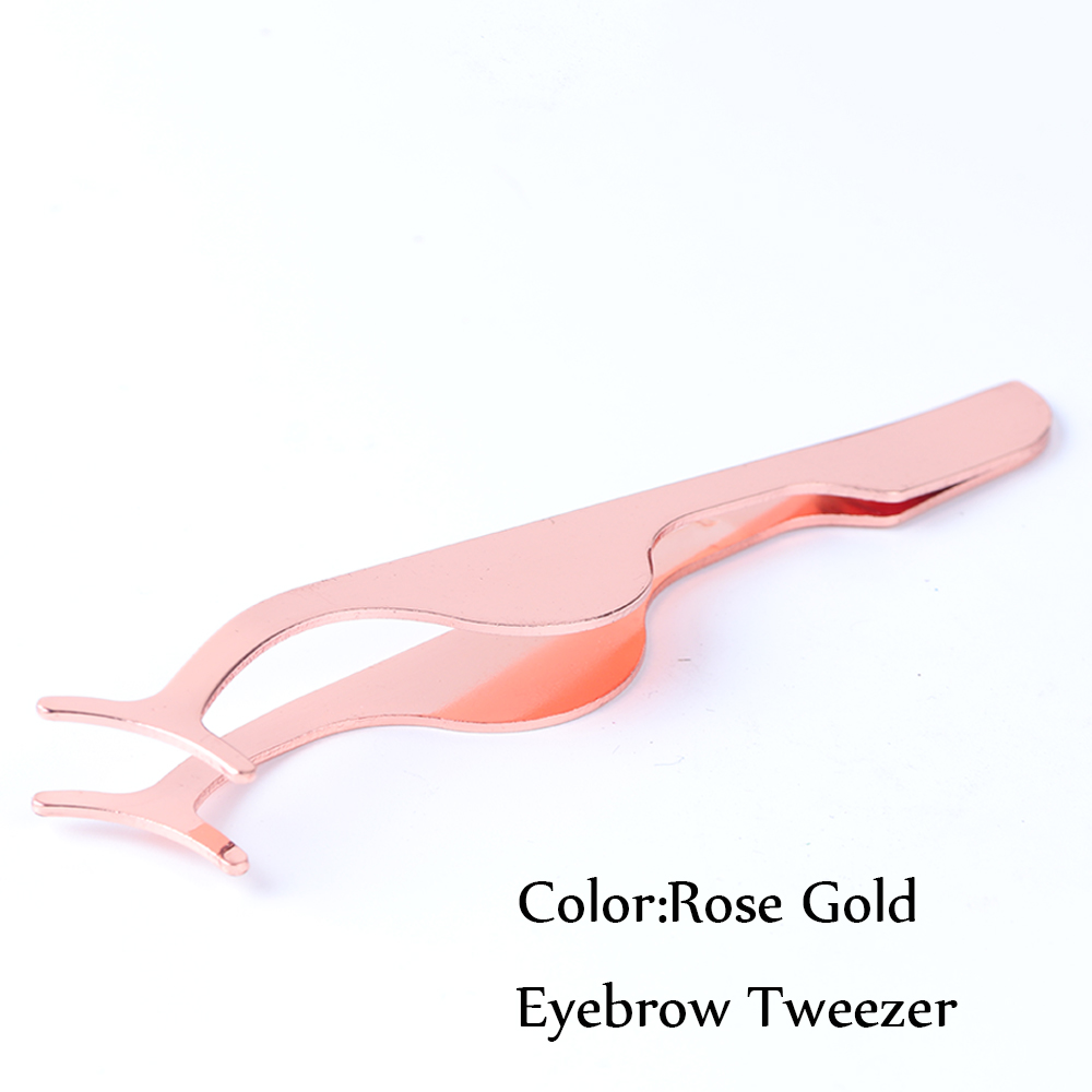 1pc Professional Rose Gold Nail Eyebrow Tweezers Manicure False Eyelash Nipper Extension Tweezers Eyebrow Clip Makeup Tool SA737