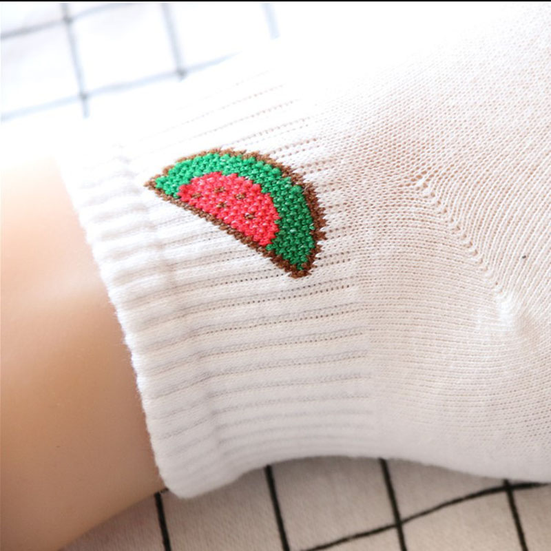 [COSPLACOOL]Fresh Fruit Funny Socks Banana Strawberry Watermelon Peach Print Socks Women Korean Creative Art Harajuku Calcetines