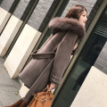 Office Lady Hooded Women Long Wool Blend Coat Double Breasted Solid Cashmere Jacket Slim Regular Ladies Coats