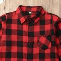 Christmas Toddler Baby Girl Boy Shirts Top Clothes Plaid Print Long Sleeve Single Breasted Top Shirt Coat Jacket Outwear