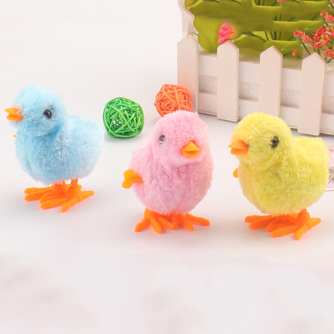 Wind Up Plush Chicken Hopping Funny Small Bird Toy Clockwork Chick For Kids Baby Girl Boy Toys Gift Popular Random Color