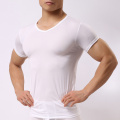 Sexy Ultra-thin Sheer Man Fitness Polyester Undershirts Gay Ice Silk V-neck Transparent Shirts 2017 New Fashion