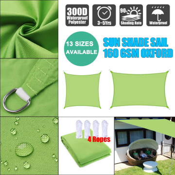 Waterproof 300D Green Square Rectangle all size Shade Sail Garden Terrace Canopy Swimming Sun Shade Camping Hiking shade Sail