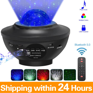 LED Star Projector Night Light Galaxy Starry Night Lamp Ocean Wave Projector With Music Bluetooth Speaker Remote Control For Kid