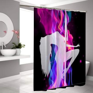 Shower Curtain for Bathroom Popular Printing Design Water Resistant Pole Dance Ballet Dancer fire Dance Girl Watercolor Dancer
