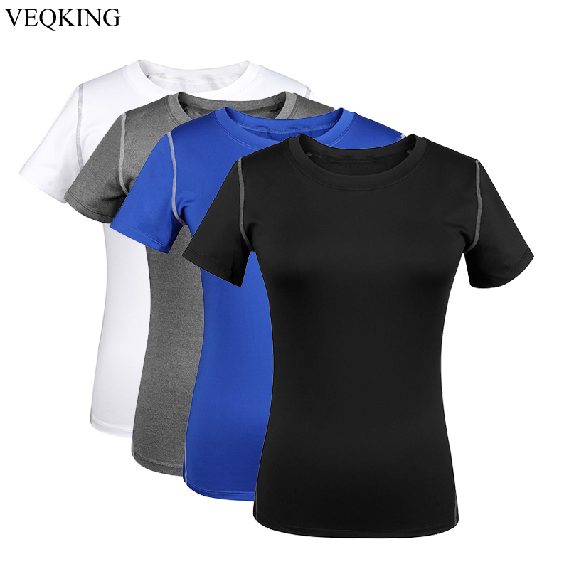 VEQKING Quick Dry Compression Tights T-Shirts,Women Fitness Training Sports Shirt,Short Sleeve Gym Running T Shirts Yoga Top