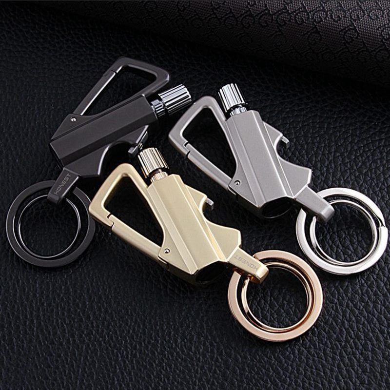 Multi-function Key Ring Outdoor Waterproof Portable Metal Keychain Petrol Lighters Band Bottle Opener Matches Kerosene Lighter