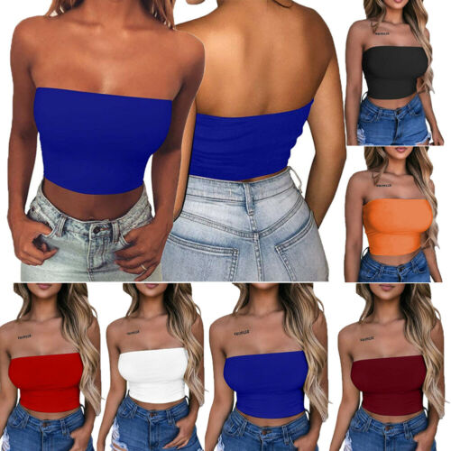 Women Sexy Casual Tank Top Sleeveless Summer Crop Tube Tops T Shirt Cami Tops