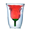 Creative Rose Pattern Double Wall High Borosilicate Water Glasses Cup Heat Resistant Anti-scald Cup Bar Cocktail Tea Glasses