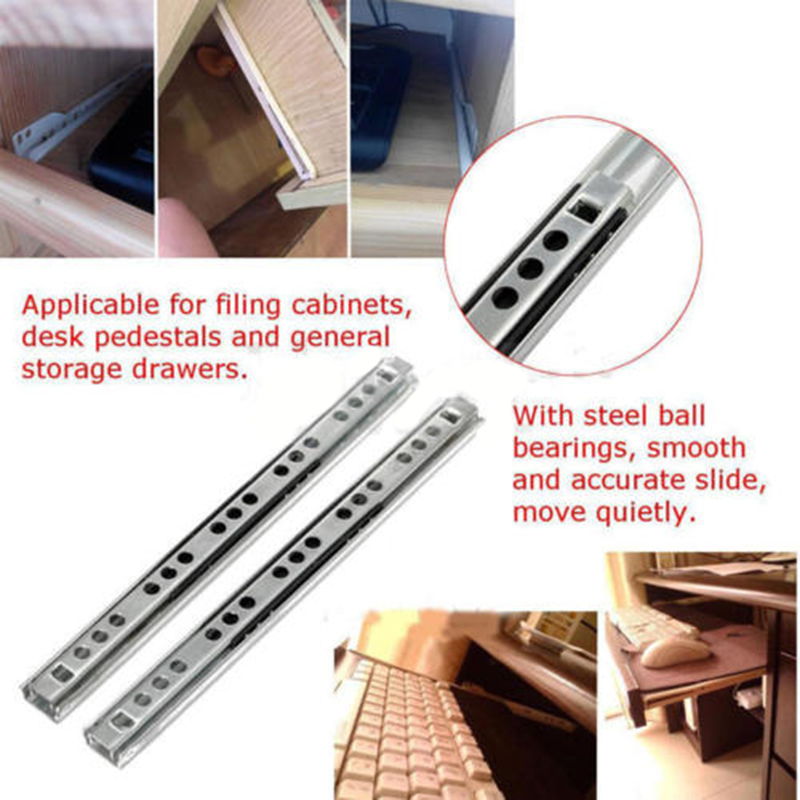 2pcs Kitchen Cupboard Drawer Slide Furniture Guide Rail Full Extension Fittings Cabinets Furniture Hardware Two-Section