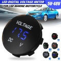 DC 5V-48V Car Motorcycle Boat Voltmeter ATV Panel Digital Volt Voltage Meter LED Display Voltmeter 12V 24V 36V Waterproof Round