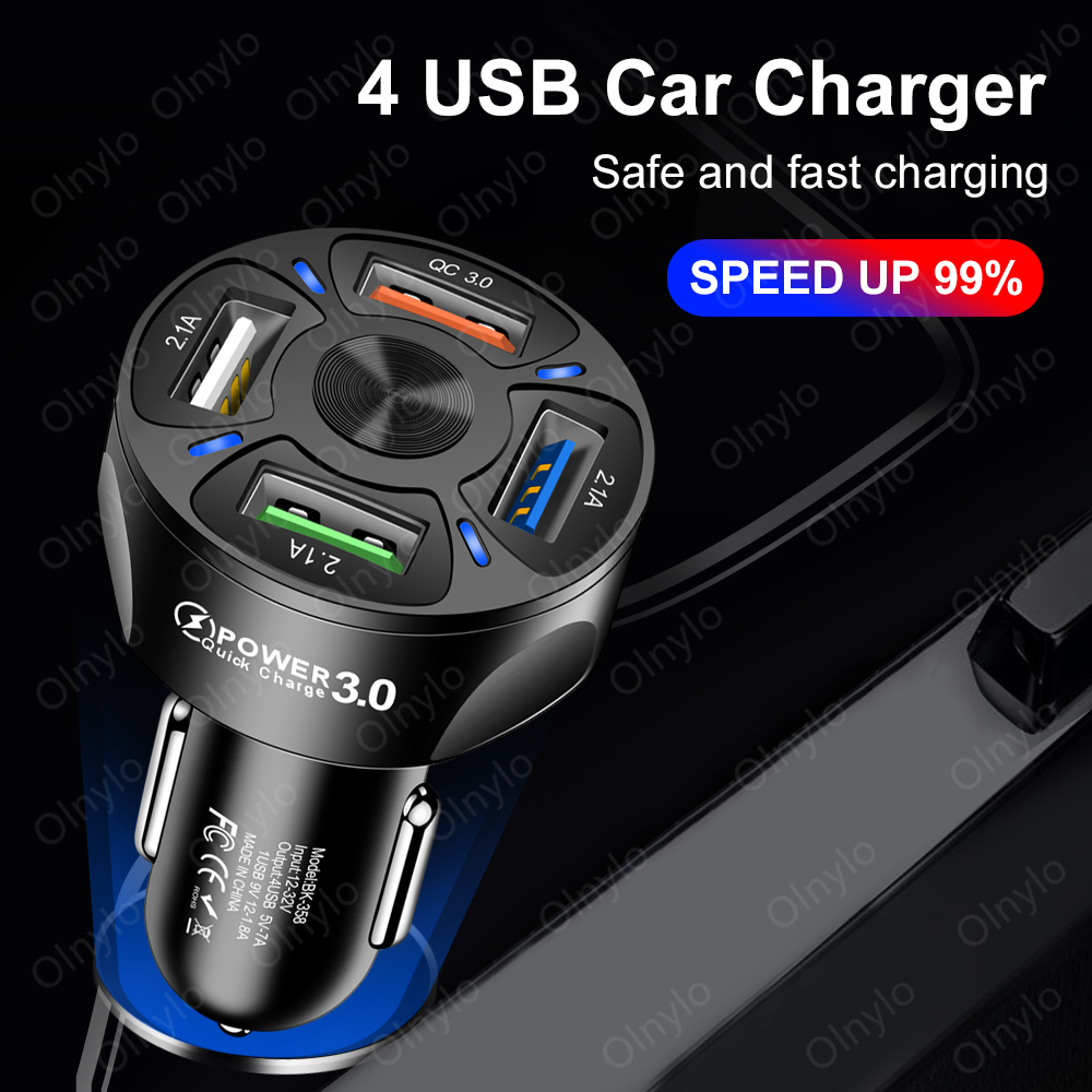 Car Chargers 4 Ports Quick Charge 3.0 For iphone12 pro max 11Huawei Mobile Phone Fast Charging Adapter QC 3.0 Car-Charger in Car