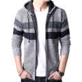 Winter Fleece Cardigan Mens Sweater Men Fashioutn Hooded Striped Knit Owear Coat Sweater Man Hooded Warm Sweatercoat Men 3XL