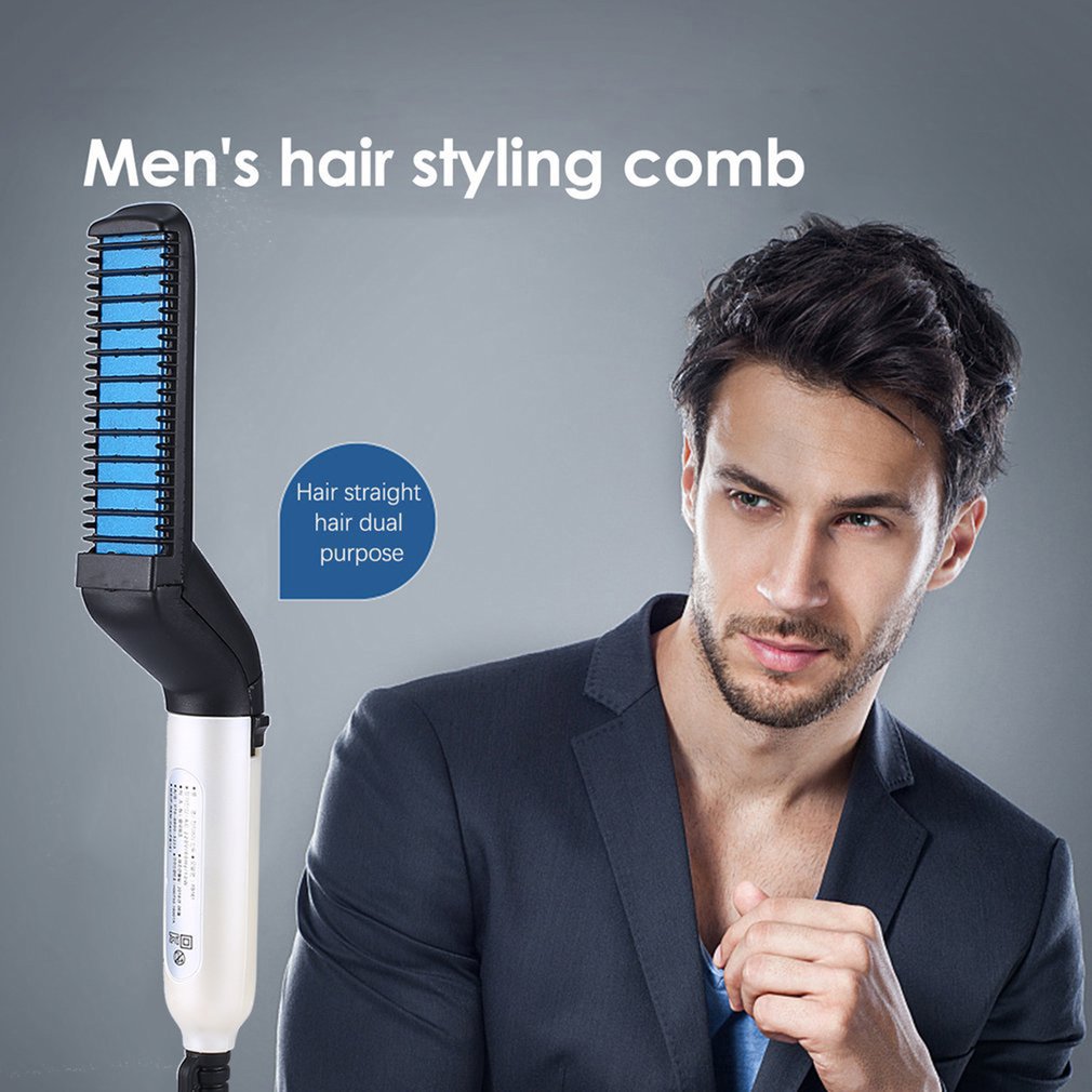Multifunctional Hair Comb Quick Beard Straightener Curling Curler Show Cap Men Beauty Hair Styling Tool OPP Bag Pack