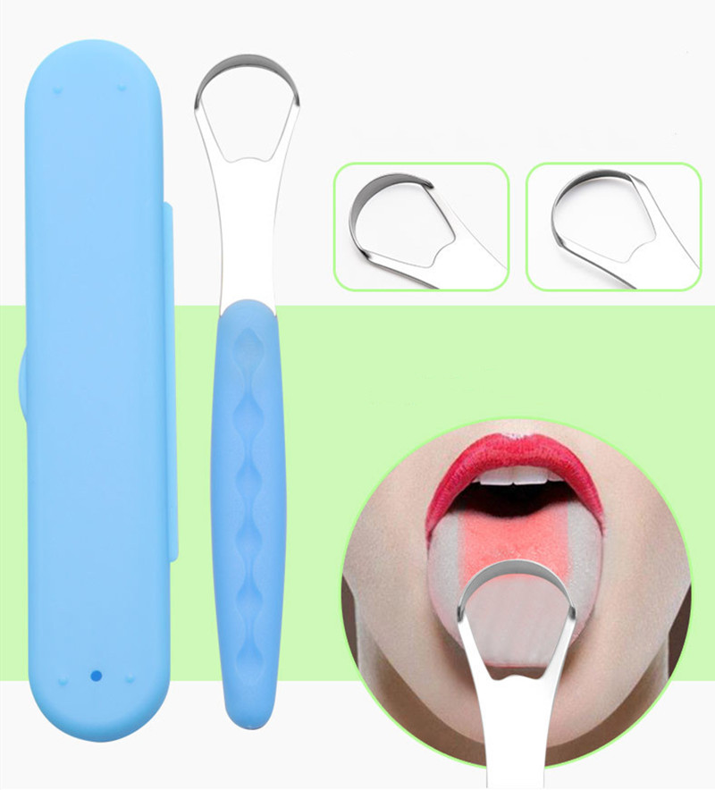 2021 New Useful Tongue Scraper Stainless Steel Oral Tongue Cleaner with Box Medical Mouth Brush Reusable Fresh Breath Maker