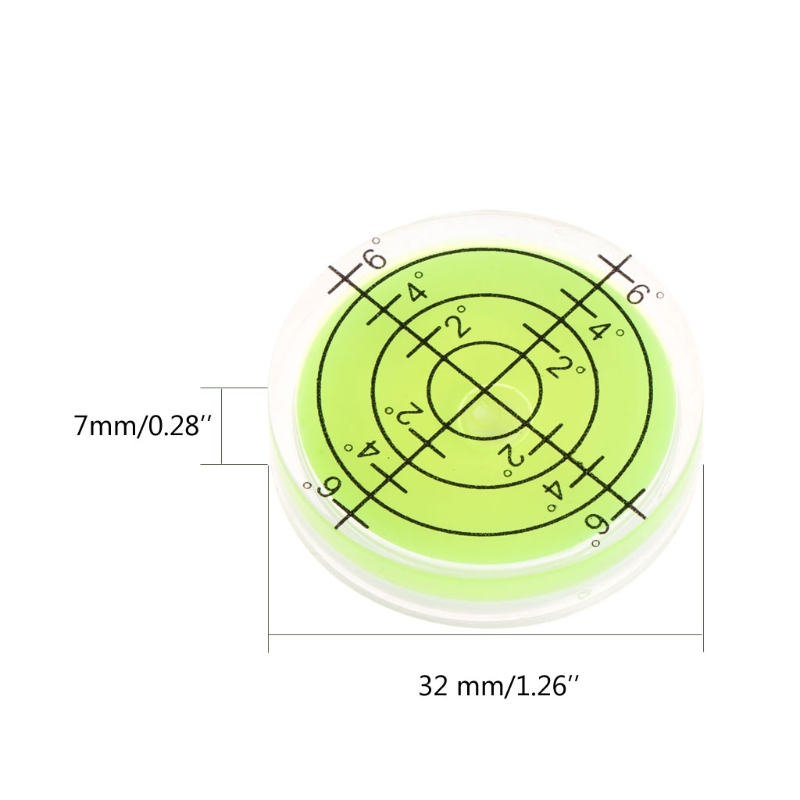 New 32x7mm Bulls-eye Bubble Degree Marked Surface Spirit Level For Camera Circular Measurement Analysis Instruments