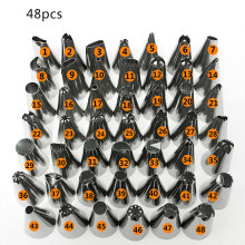 48Pcs Cake Decorating Nozzles Sets Cream Pastry Icing Piping Tool Fondant Confectionery Tip Spout Stainless Steel Baking Nozzle