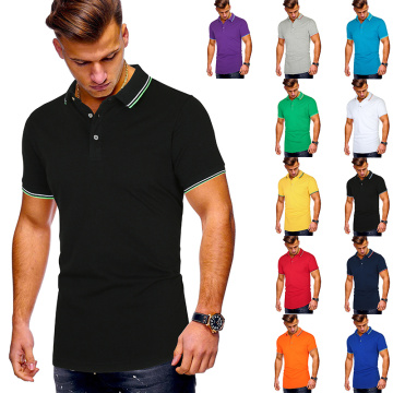 Polo Shirt Men Stripe Men's Casual Short-sleeved POLO Shirts