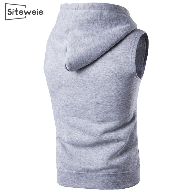 SITEWEIE Mens Clothing Sleeveless Sweatshirts Sports Casual Vests Outdoor Coats Korean Fashion Boys Waistcoats Vest Hoodie L594