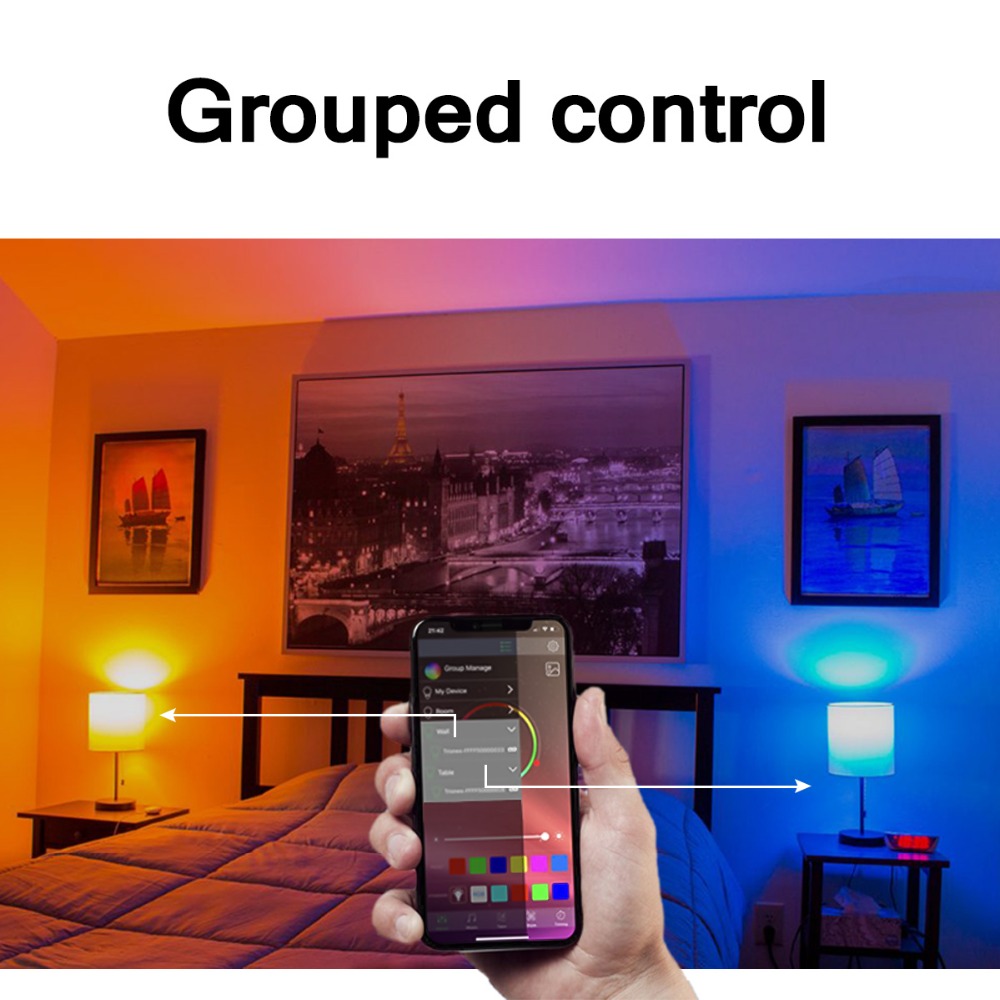 E27 RGBW Bluetooth 4.0 1275Lumen LED Light 15W APP Smart Voice Music Control Lamp Multiple Colors LED Bulb for Home Lighting