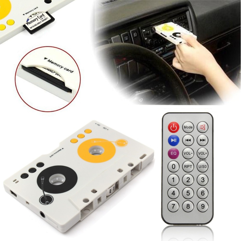 Elistooop Vintage Car Cassette SD MMC MP3 Tape Player Adapter Kit With Remote Control Stereo Audio Cassette Player