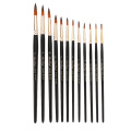 12pcs Nylon Hair Black Handle Watercolor Paint Brush Pointed Flat Head Paint Brushes Set For Watercolor Painting Art Supplies