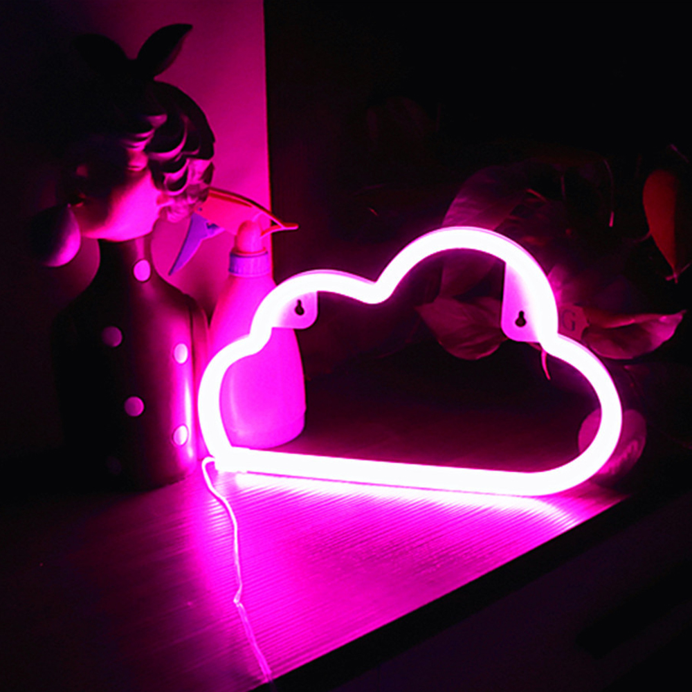 Cloud Neon Sign LED Neon Light Room Decor Bedside Night Light Battery Powered Bar Club Wall Decoration Christmas Gift Table Lamp