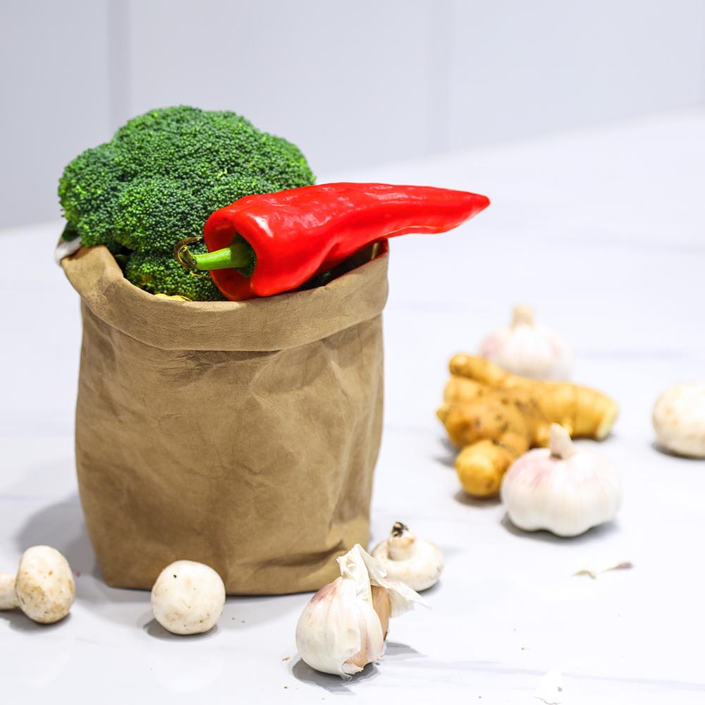 Multifunction Kraft Paper Bag For Fruits Vegetable Breads Storage Container Kitchen Tool Washable Plants Flowers Growing Bags